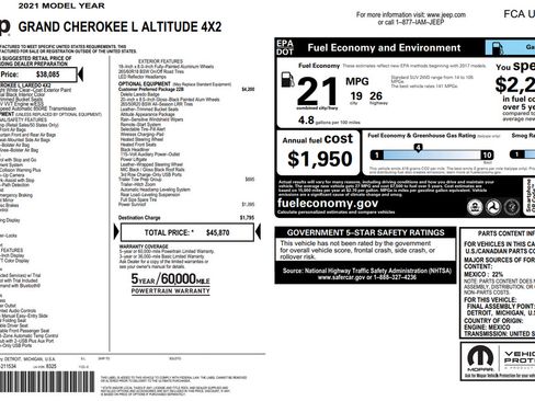 Used 2021 Jeep Grand Cherokee L Laredo RWD image 38
