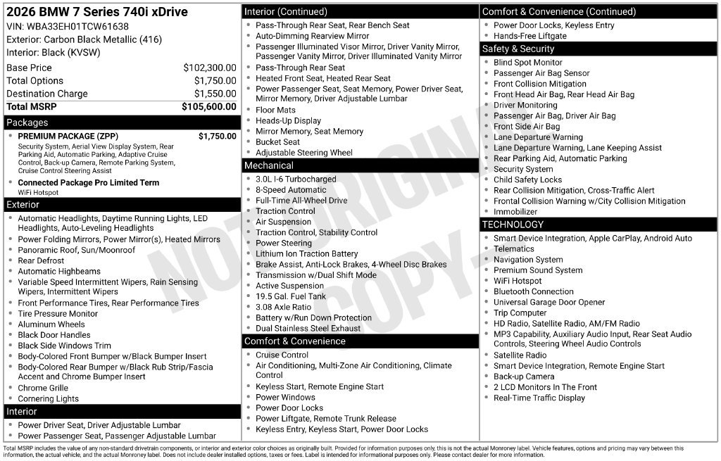 Certified 2026 BMW 740i xDrive AWD/4WD image 66