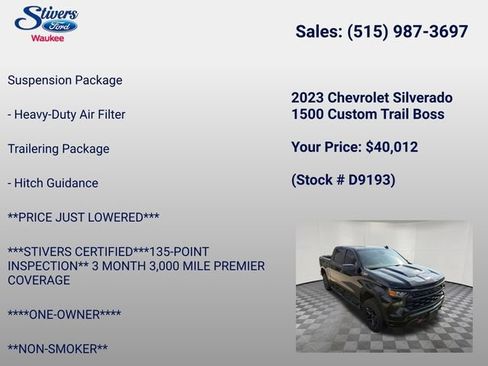 Used 2023 Chevrolet Silverado 1500 Custom Trail Boss AWD/4WD image 31