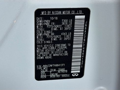 Used 2017 INFINITI QX80 2WD w/ Deluxe Technology Package image 45