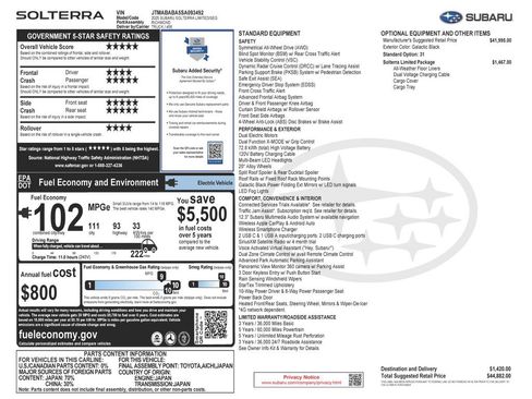 Used 2025 Subaru Solterra w/ Limited Package AWD/4WD image 4