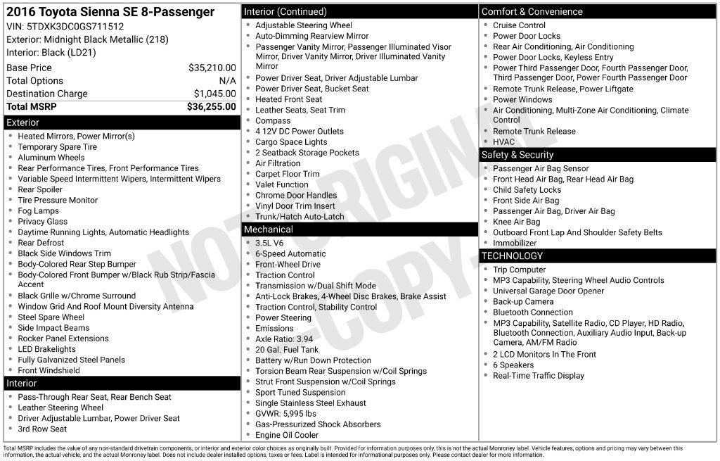 Used 2016 Toyota Sienna SE FWD image 40