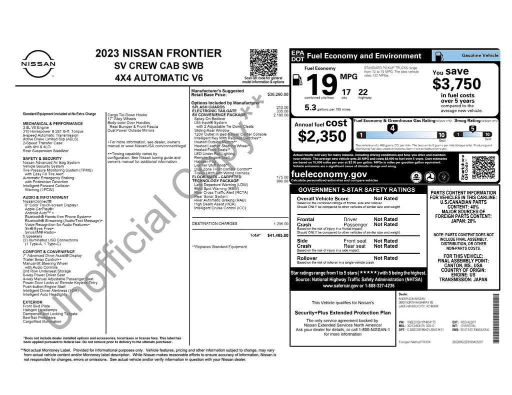 Used 2023 Nissan Frontier SV w/ SV Convenience Package AWD/4WD image 5