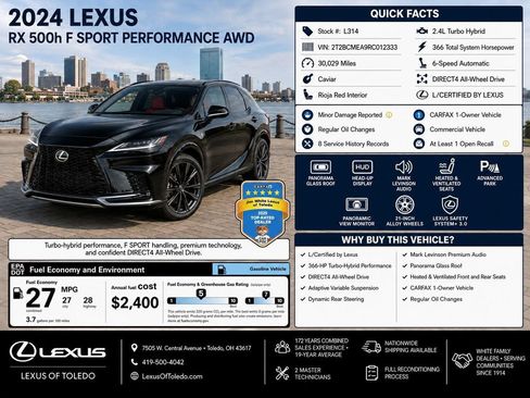 Used 2024 Lexus RX 500h F Sport w/ Convenience Package AWD/4WD image 1