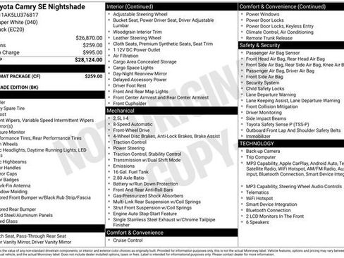 Used 2020 Toyota Camry SE w/ Carpet Mat Package FWD image 2