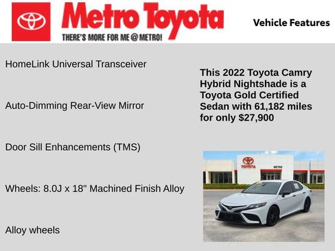 Certified 2022 Toyota Camry SE w/ Convenience Package FWD image 21