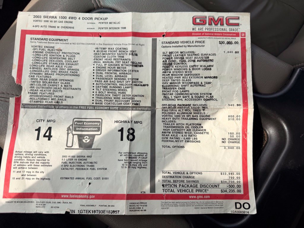 Used 2003 GMC Sierra 1500 SLT w/ SLT Preferred Equipment Group AWD/4WD image 30