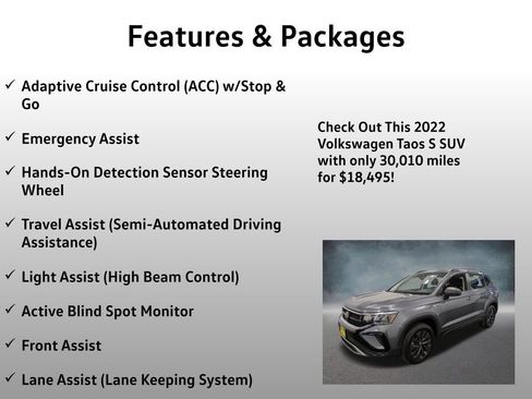 Used 2022 Volkswagen Taos S w/ IQ Drive S Package AWD/4WD image 8