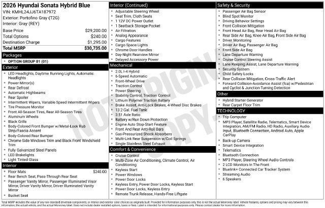 New 2026 Hyundai Sonata Blue FWD image 11
