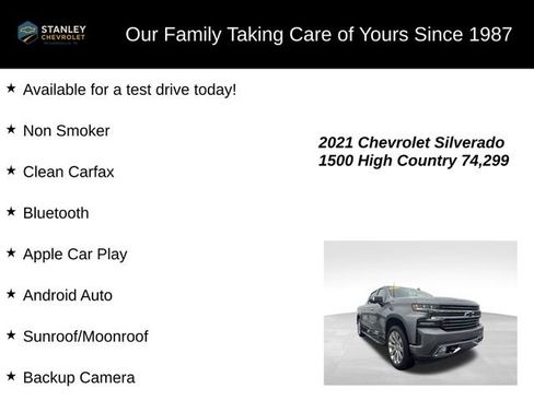 Used 2021 Chevrolet Silverado 1500 High Country w/ Technology Package image 9