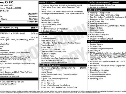 Used 2021 Lexus RX 350 FWD w/ Accessory Package (P1) image 8