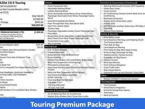 Used 2018 MAZDA CX-9 Touring w/ Touring Premium Package AWD/4WD image 15