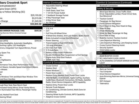 Certified 2024 Subaru Crosstrek 2.5i Sport w/ Crosstrek Mirror Package AWD/4WD image 7