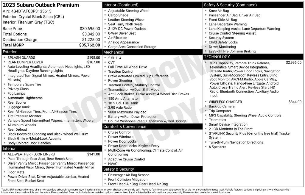 Certified 2023 Subaru Outback Premium AWD/4WD image 34