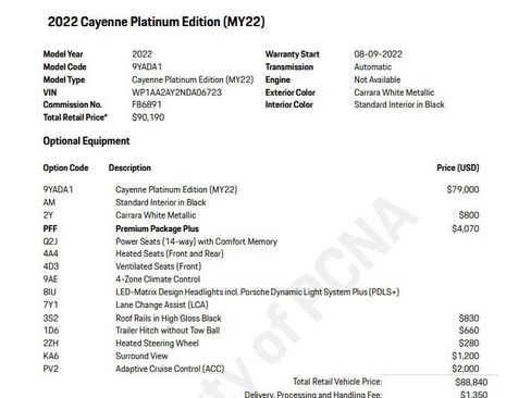 Certified 2022 Porsche Cayenne Platinum Edition AWD/4WD image 9