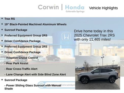 Used 2025 Chevrolet Trax RS w/ Sunroof Package image 7