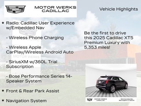 New 2025 Cadillac XT5 Premium Luxury w/ Technology Package image 7