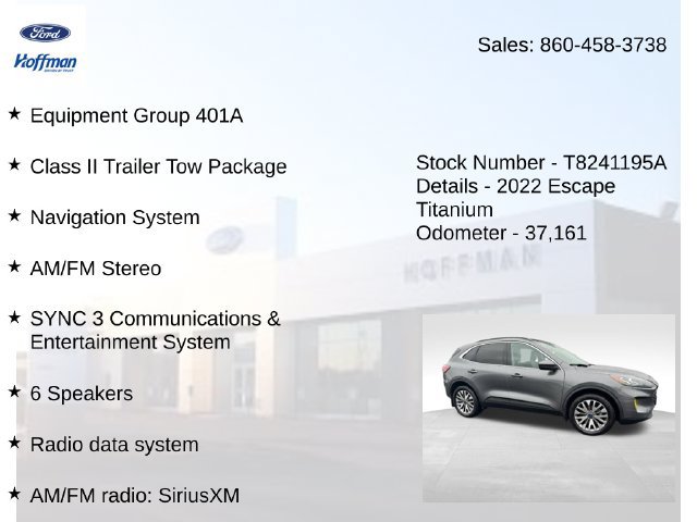 Certified 2022 Ford Escape Titanium w/ Class II Trailer Tow Package AWD/4WD image 5
