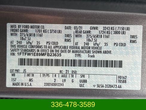 Certified 2021 Ford F150 XLT w/ Equipment Group 302A High AWD/4WD image 13