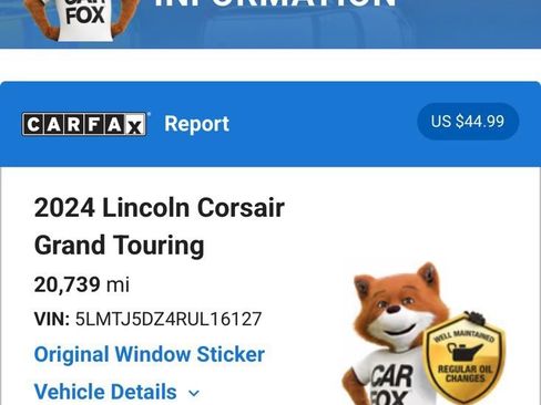 Used 2024 Lincoln Corsair Grand Touring w/ Rear Removable Package Tray AWD/4WD image 7