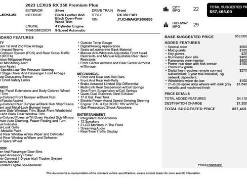 Used 2023 Lexus RX 350 Premium Plus w/ Cold Area Package FWD image 3