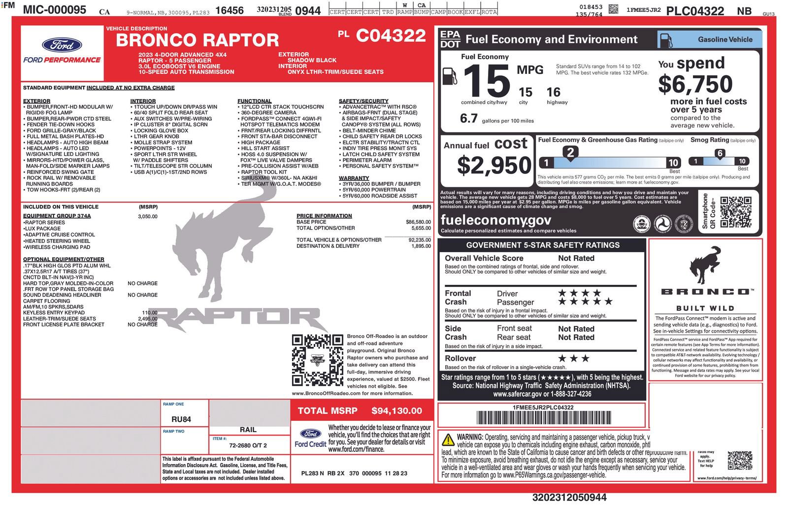 Certified 2023 Ford Bronco Raptor AWD/4WD image 45