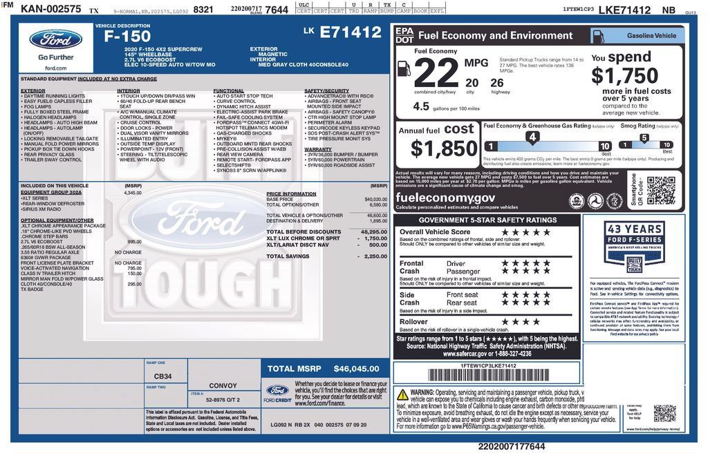 Used 2020 Ford F150 XLT w/ Equipment Group 302A Luxury RWD image 6