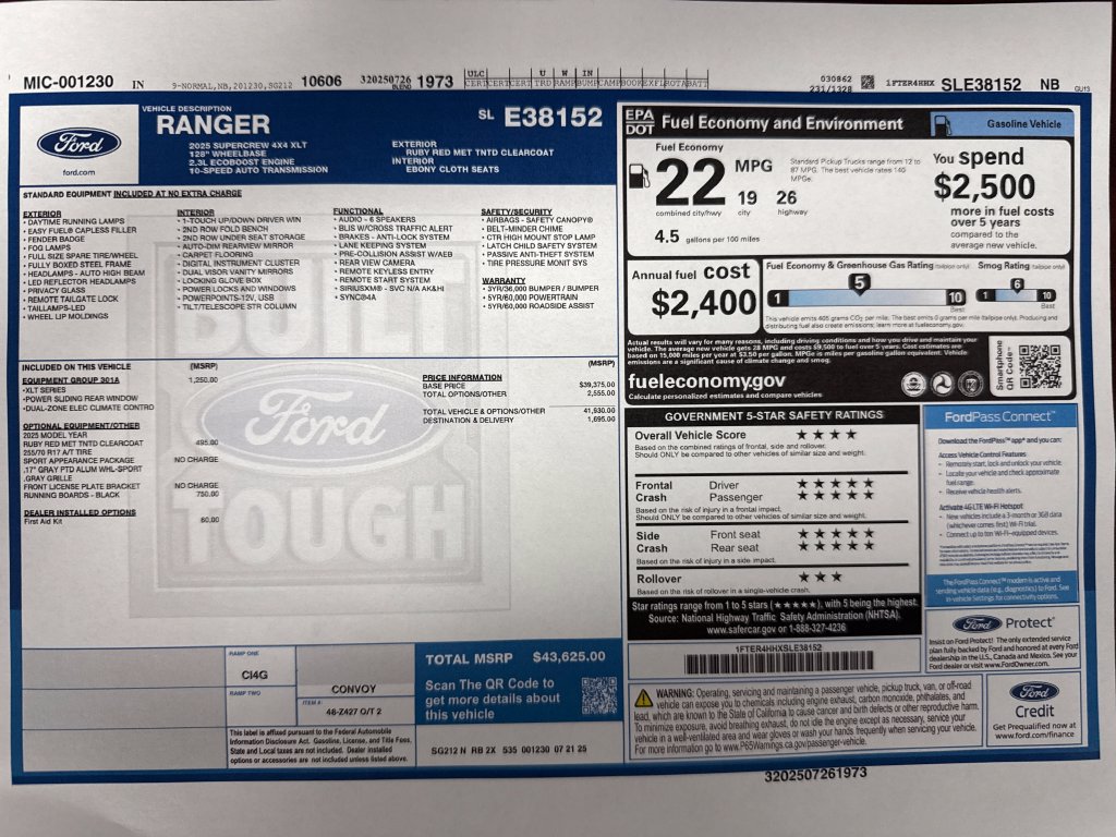 Used 2025 Ford Ranger XLT w/ Equipment Group 301A High AWD/4WD image 24