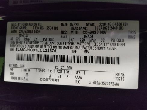 Used 2020 Lincoln Corsair FWD w/ Rear Removable Package Tray image 33