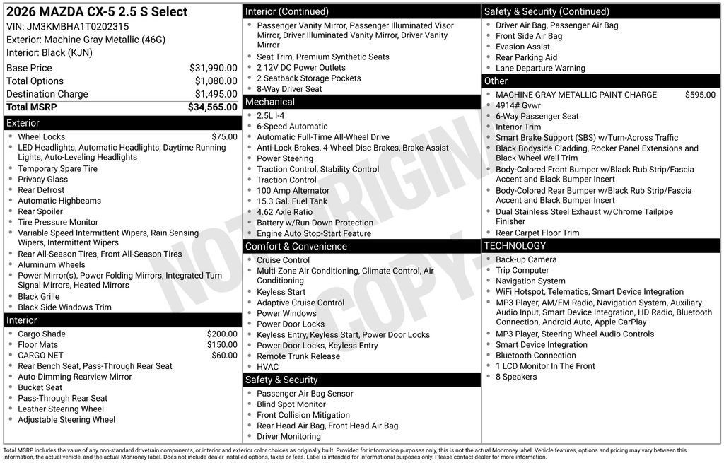 New 2026 MAZDA CX-5 Select AWD/4WD image 33