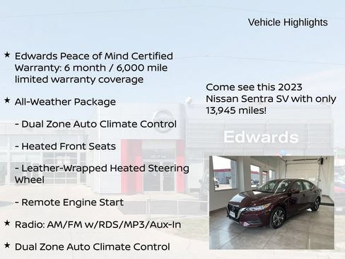 Used 2023 Nissan Sentra SV w/ All-Weather Package FWD image 11