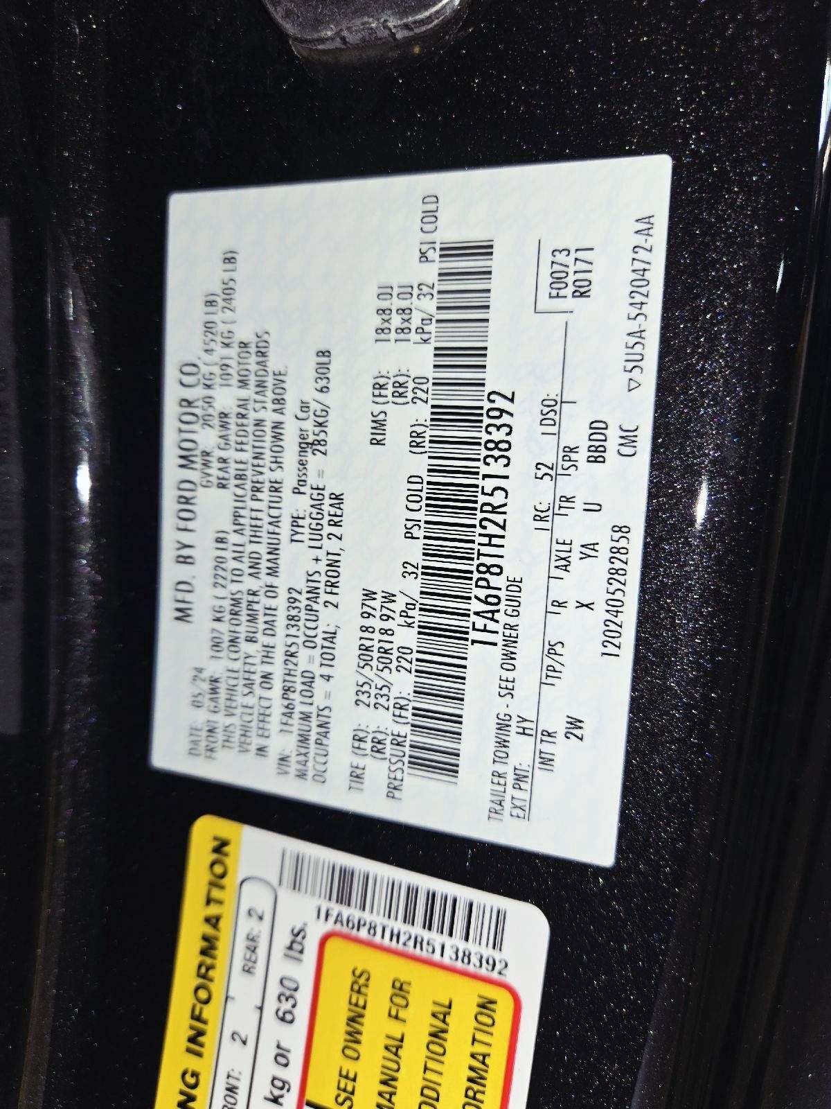 Certified 2024 Ford Mustang Coupe RWD image 46