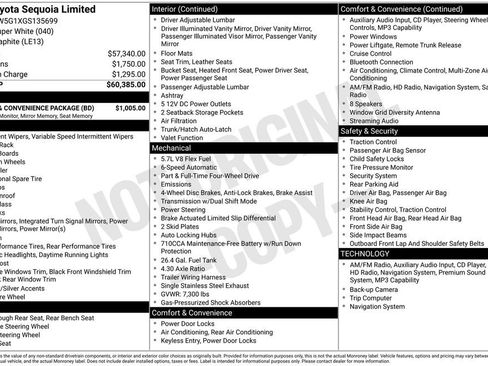 Used 2016 Toyota Sequoia Limited w/ Safety & Convenience Package AWD/4WD image 34