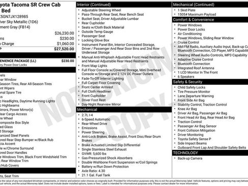 Used 2018 Toyota Tacoma SR w/ SR Convenience Package RWD image 8