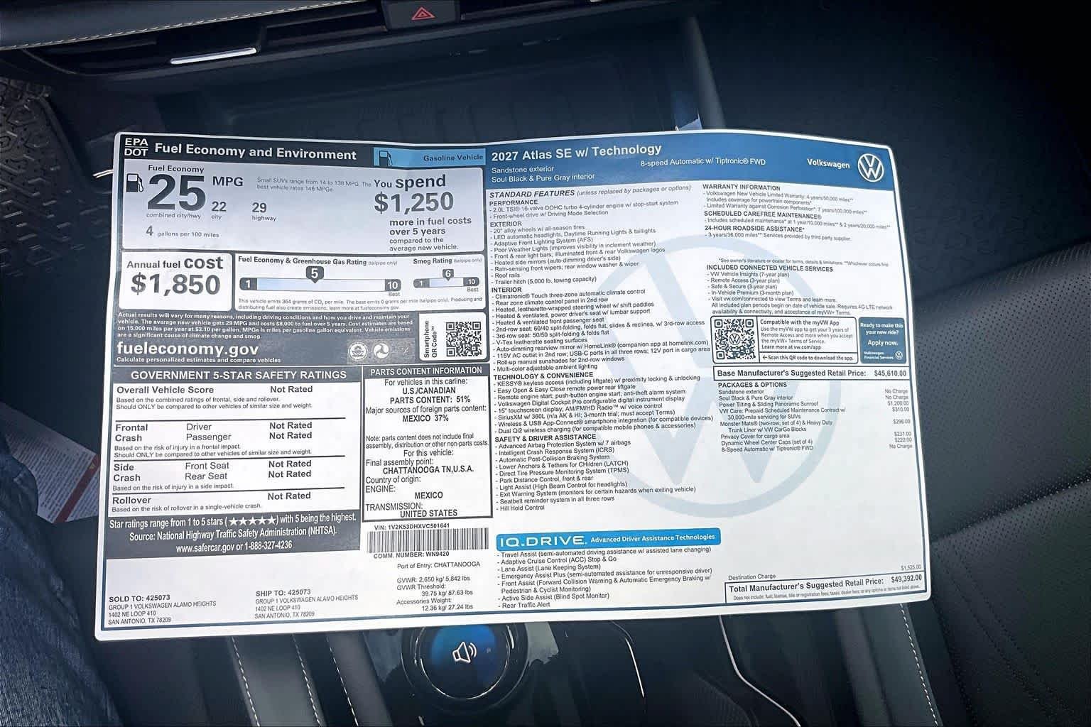 New 2027 Volkswagen Atlas SE FWD image 22