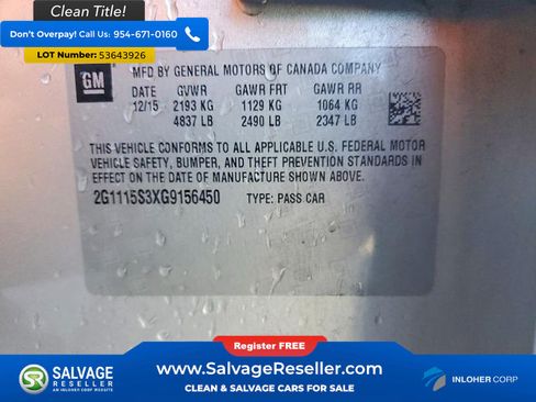 Used 2016 Chevrolet Impala LT w/ Leather Package FWD image 16