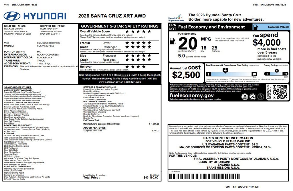 Used 2026 Hyundai Santa Cruz XRT AWD/4WD image 4