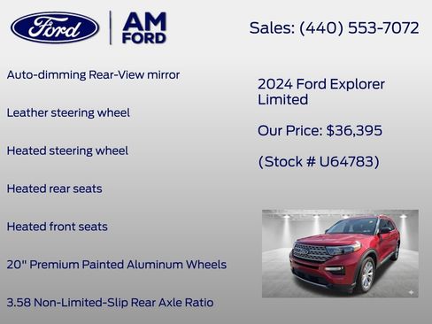 Certified 2024 Ford Explorer Limited w/ Limited Technology Package AWD/4WD image 29