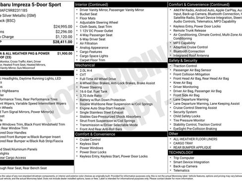 Certified 2024 Subaru Impreza 2.0i Sport AWD/4WD image 34