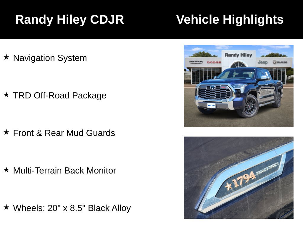 Used 2024 Toyota Tundra 1794 Edition w/ TRD Off-Road Package AWD/4WD image 5