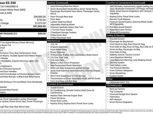 Used 2021 Lexus ES 350 w/ Accessory Package FWD image 8