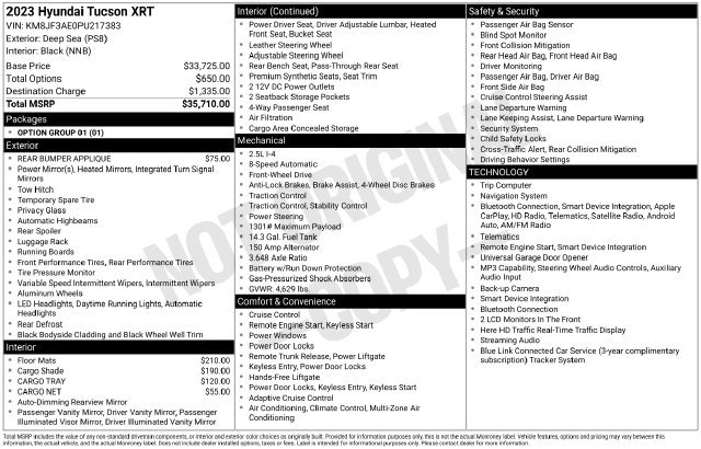 Used 2023 Hyundai Tucson XRT FWD image 10