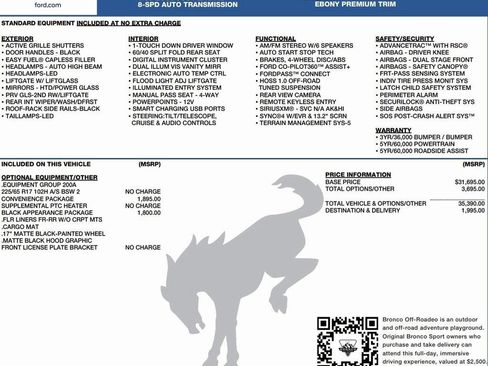 New 2025 Ford Bronco Sport Big Bend w/ Convenience Package image 2