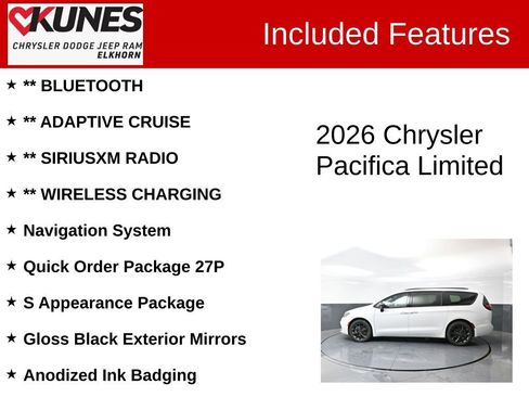 New 2026 Chrysler Pacifica Limited w/ S Appearance Package image 3