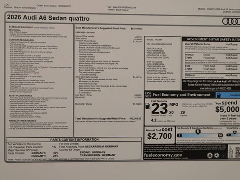 New 2026 Audi A6 Premium Plus AWD/4WD image 31