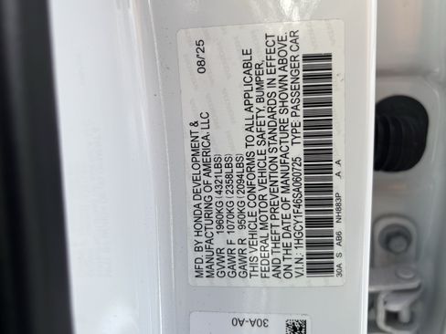 Certified 2025 Honda Accord SE image 30