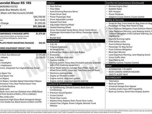 Certified 2024 Chevrolet Blazer RS w/ Driver Confidence II Package AWD/4WD image 2
