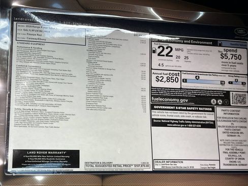 New 2026 Land Rover Range Rover Sport Dynamic SE AWD/4WD image 30