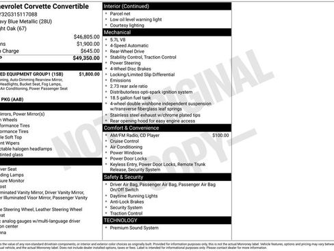 Used 2001 Chevrolet Corvette Convertible w/ Preferred Equipment Group1 RWD image 5