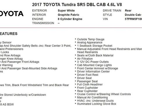 Used 2017 Toyota Tundra SR5 w/ SR5 Upgrade Package RWD image 11